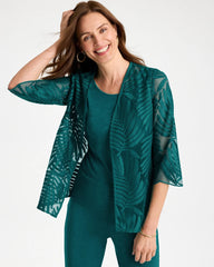 Jade Glow Travelers™ Collection Palm Frond Sheer Jacket
