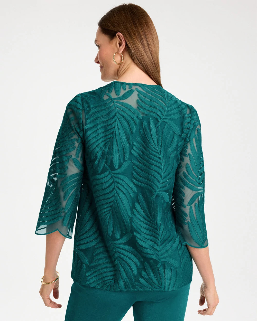 Jade Glow Travelers™ Collection Palm Frond Sheer Jacket