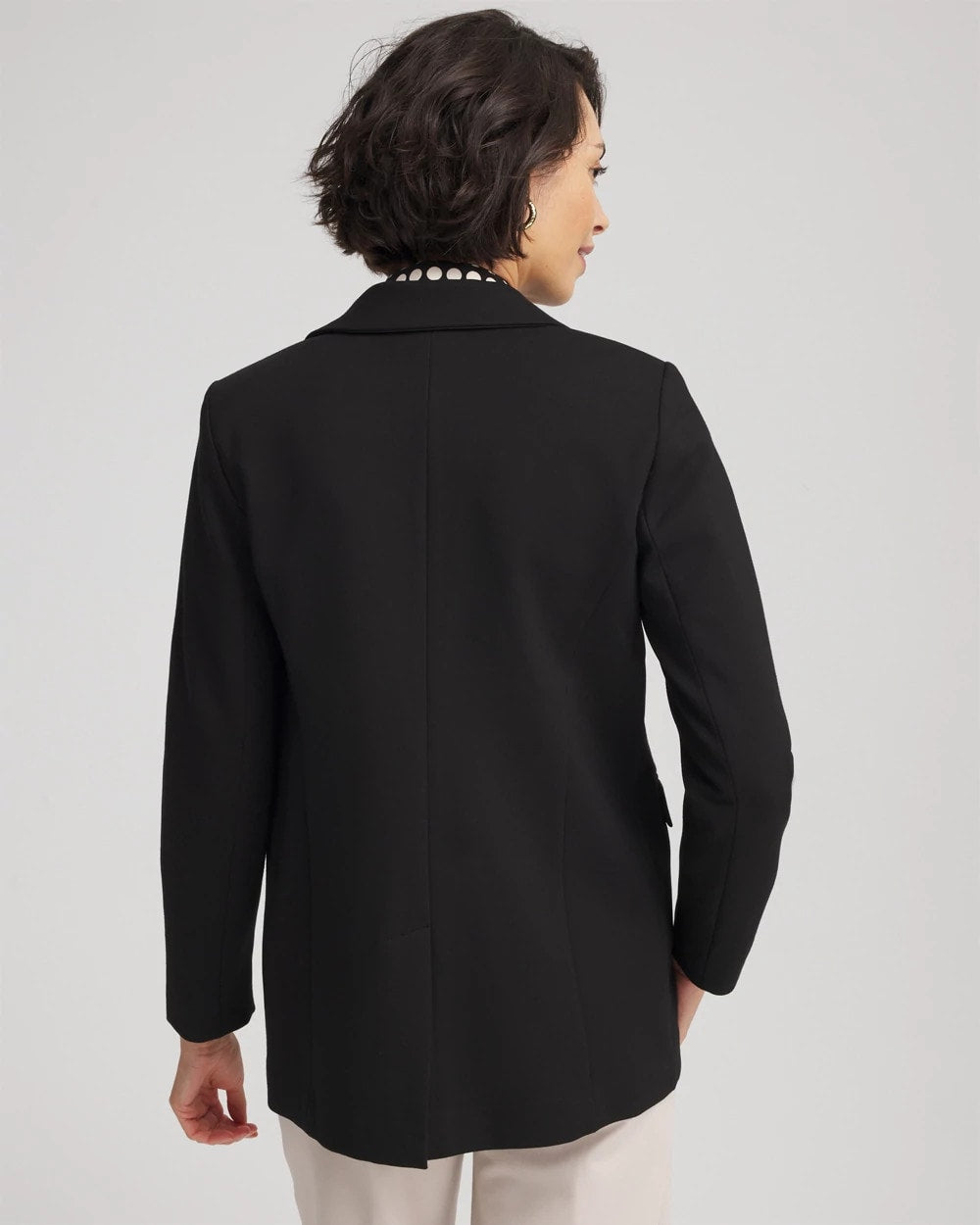 Black Ponte Double-Breasted Knit Blazer