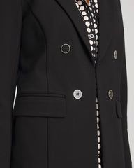 Black Ponte Double-Breasted Knit Blazer