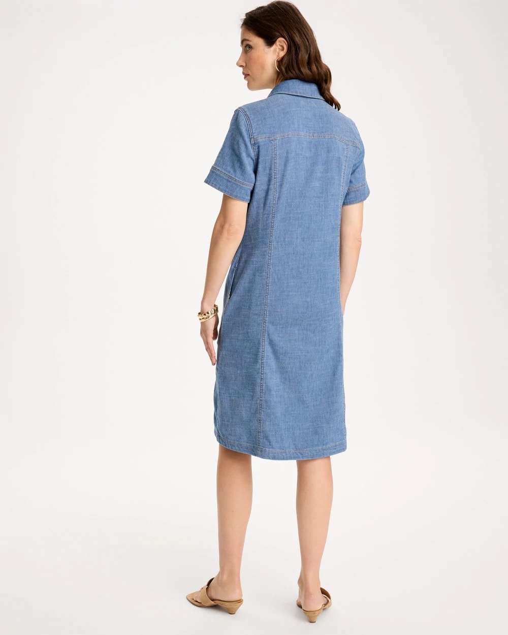 Palm Isle Indigo Soft-Stretch Hemp Denim Shirtdress