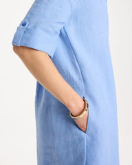 Blue Veil Linen Flounce Dress