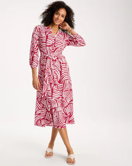 Cherry Lush Printed Midi Shirt Dress