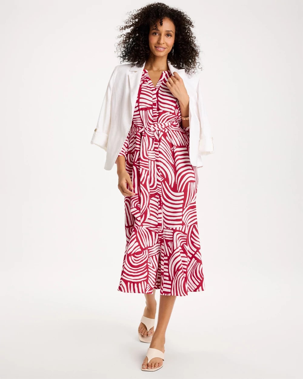 Cherry Lush Printed Midi Shirt Dress