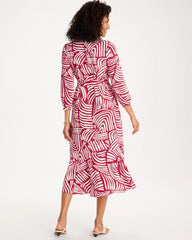 Cherry Lush Printed Midi Shirt Dress