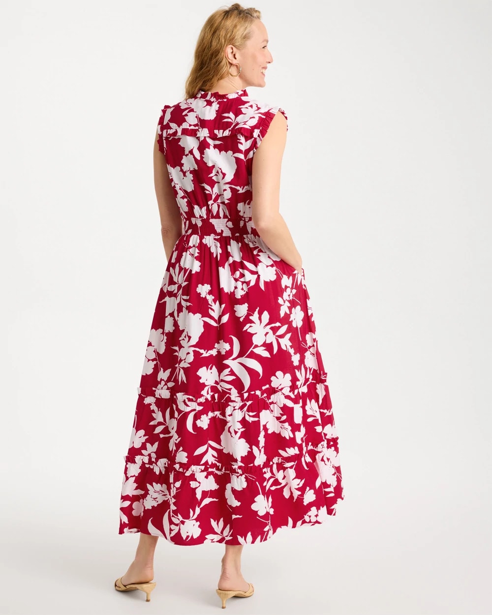 Cherry Lush Smocked Floral Maxi Dress