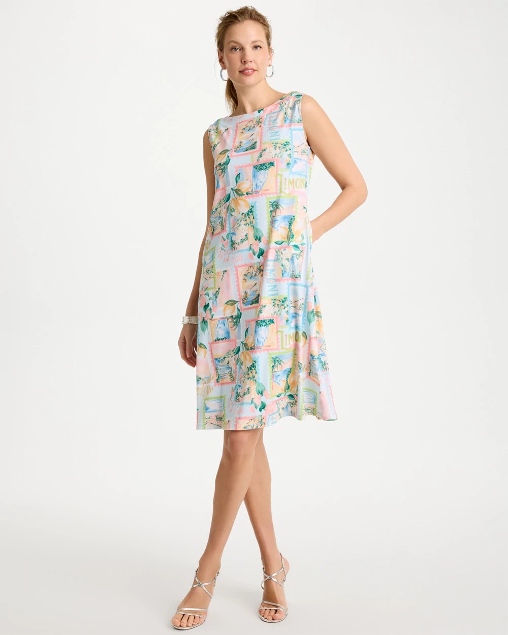 Bondi Blue Jersey Knit Positano Shift Dress