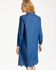 Indigo Denim Embroidered Dress