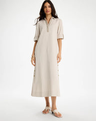 River Rock Embellished Linen Dress