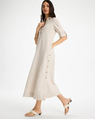 River Rock Embellished Linen Dress