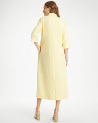 Golden Haze Embellished Linen-Cotton Shirtdress