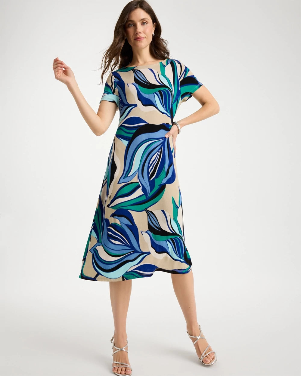 Rich Cobalt Travelers™ Marble Flora Swing Dress