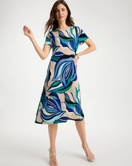 Rich Cobalt Travelers™ Marble Flora Swing Dress