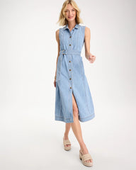 Medium Indigo Wash Sleeveless Denim Dress