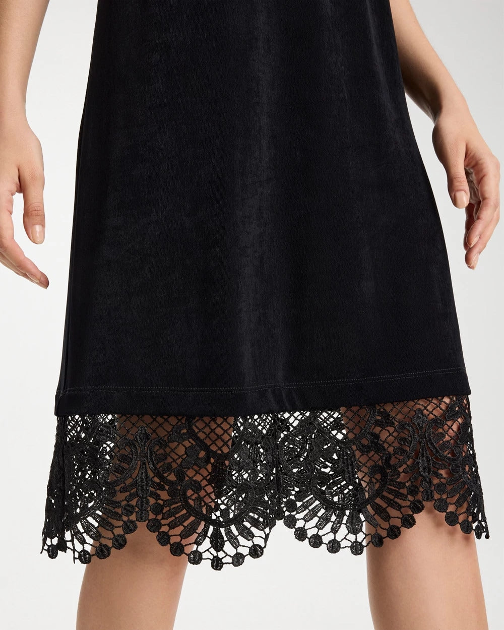 Travelers Black Travelers™ Lace Hem V-Neck Dress