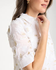 Alabaster 3D Floral Embroidered Dress