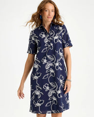 Passport Blue Embroidered Floral Dress