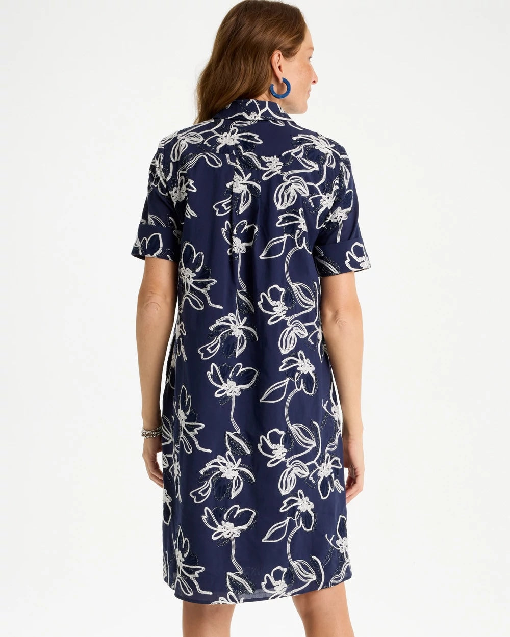 Passport Blue Embroidered Floral Dress