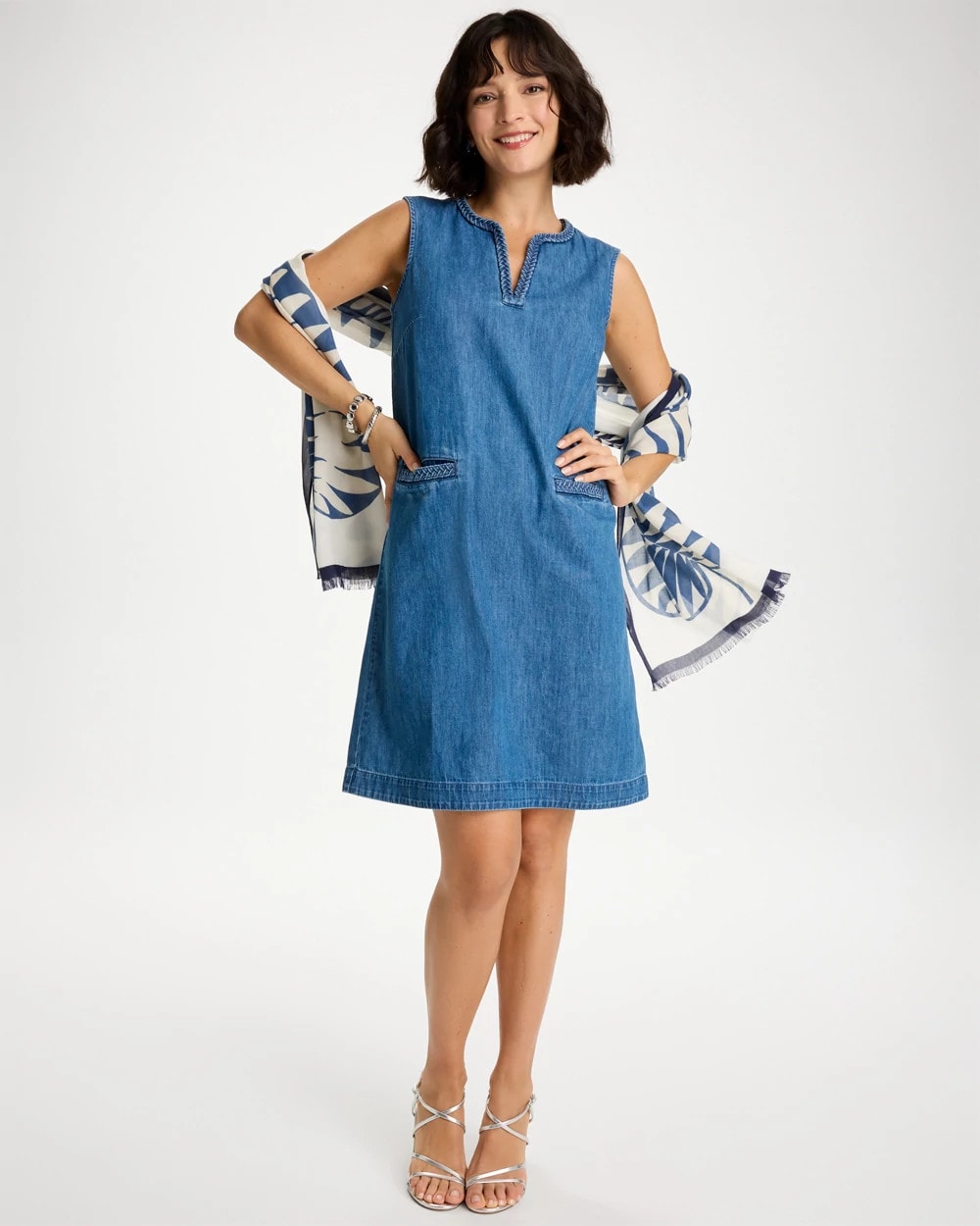Indigo Denim Braided Dress