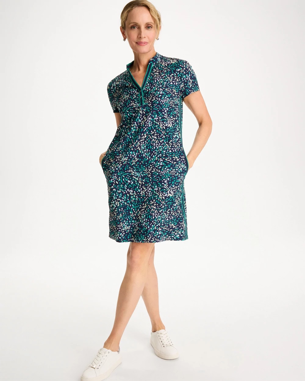 Topanga Green Zenergy® UPF Contrast Trim Dress