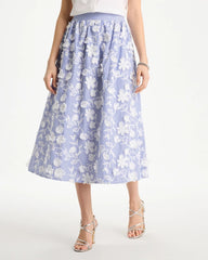 Alabaster Cotton Embroidered Floral Skirt