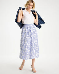 Alabaster Cotton Embroidered Floral Skirt