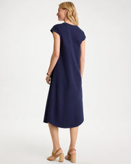 Passport Blue Soft-Stretch Cotton Slub Dress