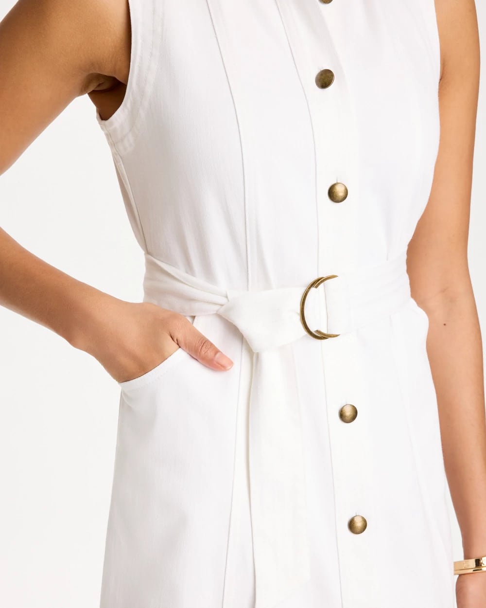 Alabaster Denim Sleeveless Shirtdress