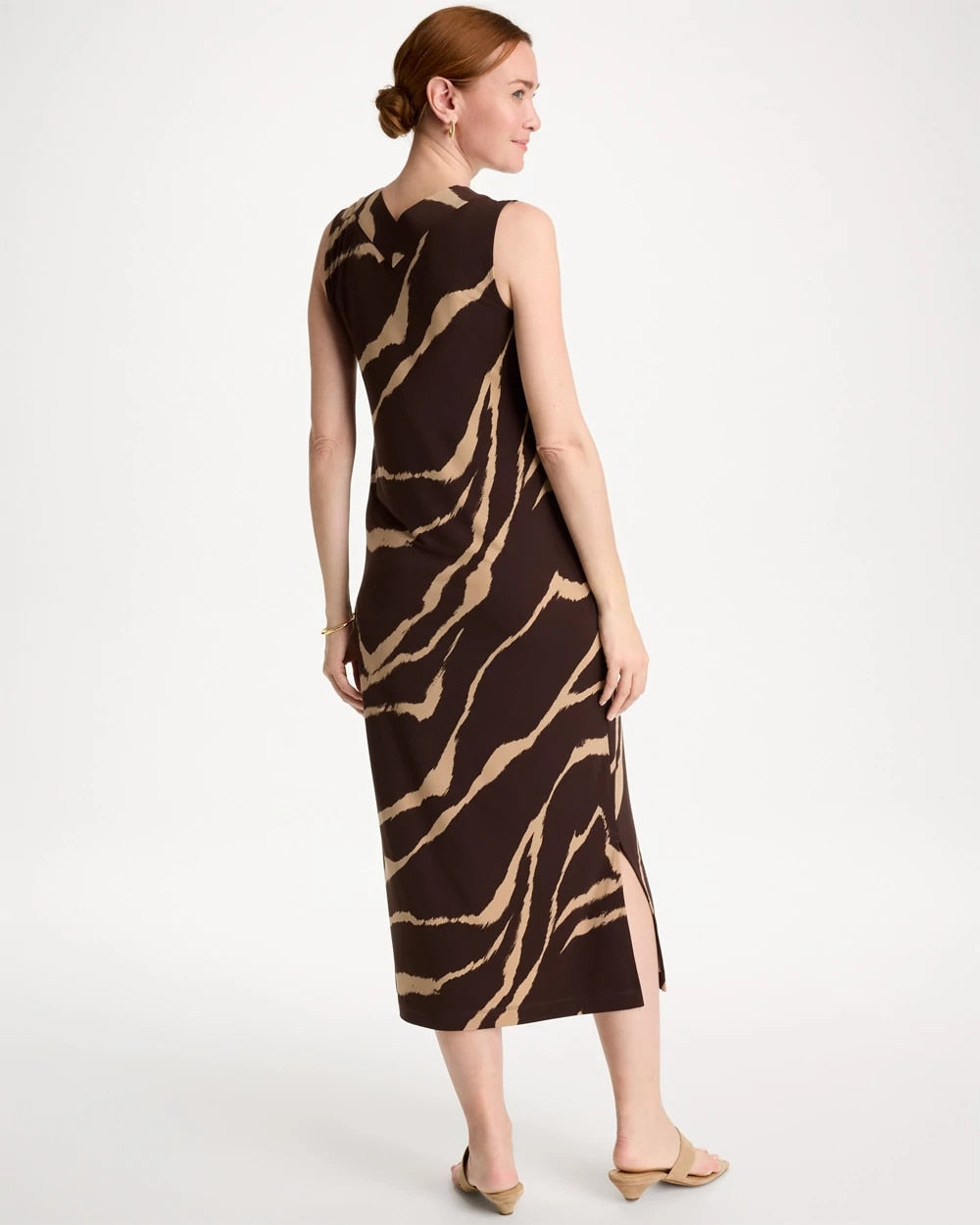 Cocoa Bean Travelers™ Zebra Double V-Neck Maxi Dress