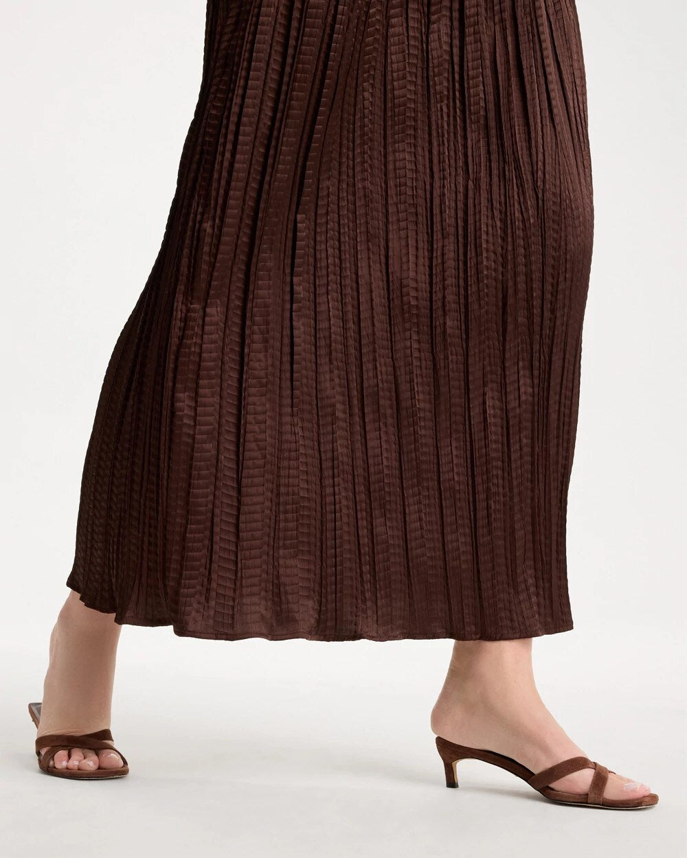 Deep Brown Satin Crinkle Maxi Skirt
