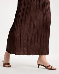 Deep Brown Satin Crinkle Maxi Skirt