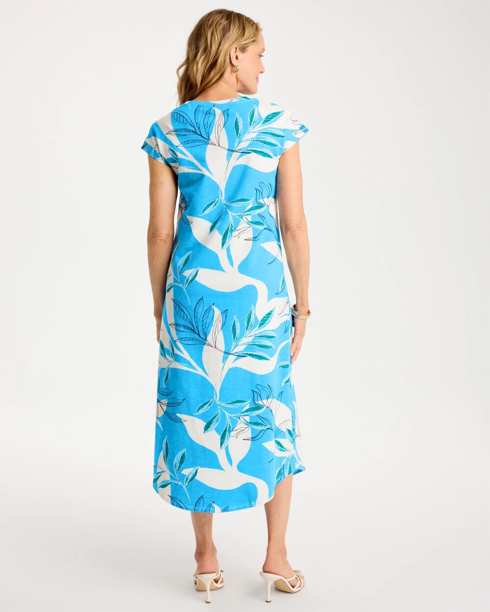 Blue Tide Printed Soft-Stretch Cotton Slub Dress