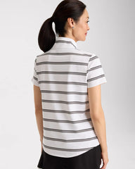 Black Zenergy® UPF Striped Half-Zip Polo