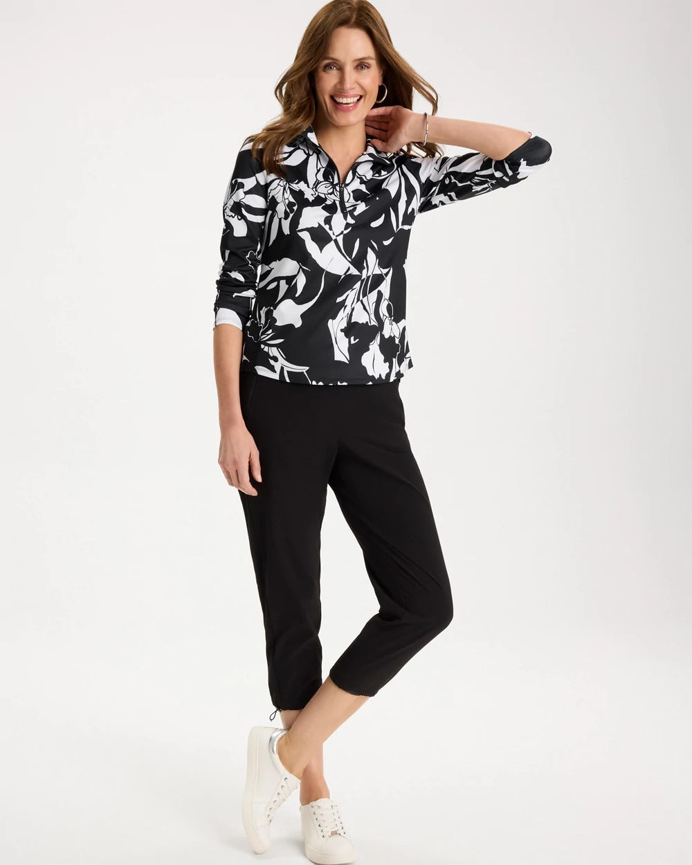Black Zenergy® UPF Floral Nights Half Zip