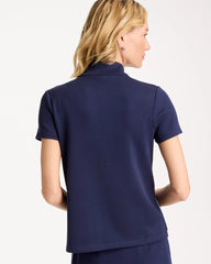 Passport Blue Zenergy® Soft Pique Piped Pullover