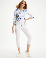 Amparo Blue Zenergy® UPF Floral Snap Mockneck
