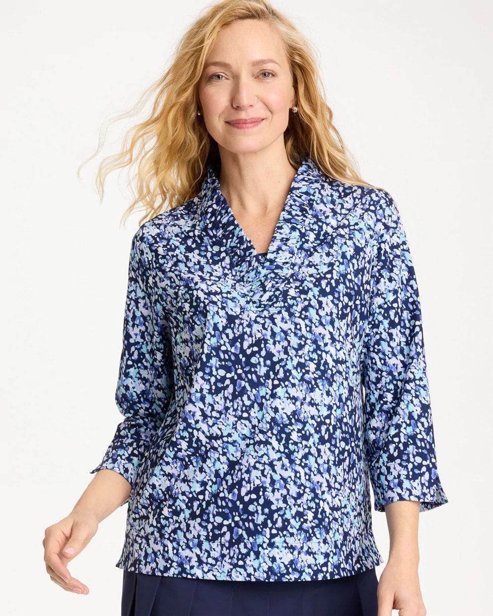 Amparo Blue Zenergy® UPF Ruffle Neck Top