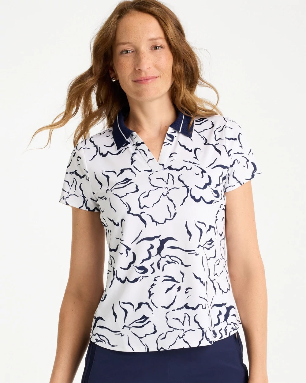 Passport Blue Zenergy® UPF Mesh Collar Polo Top
