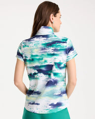 Passport Blue Zenergy® UPF Watercolor Half Zip Polo