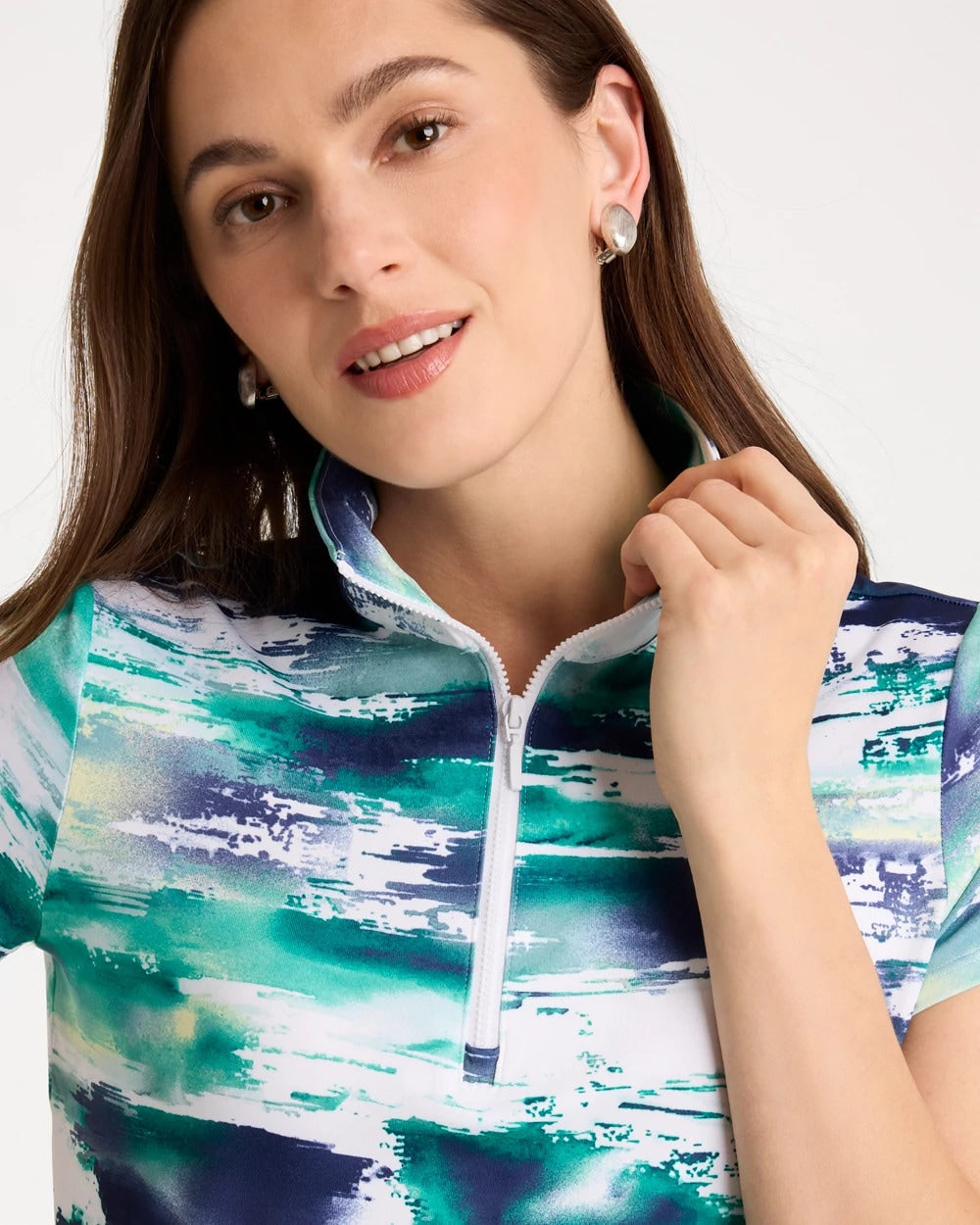 Passport Blue Zenergy® UPF Watercolor Half Zip Polo