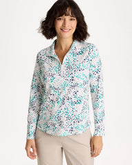 Topanga Green Zenergy® UPF Dots Pullover Half Zip Top