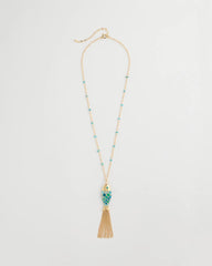 Blue Multi Tassel Fish Pendant Necklace