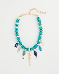 Turquoise Turquoise Fish Charm Statement Necklace