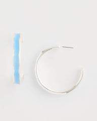 Blue Sea Glass Inspired Hoop Earrings