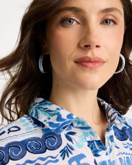 Blue Sea Glass Inspired Hoop Earrings