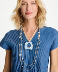Blue Sea Glass Inspired Pendant Necklace
