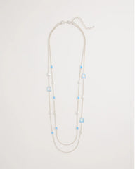 Blue Sea Glass Inspired Charm Necklace