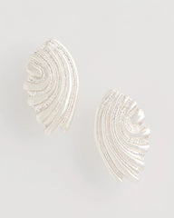 Silver Silvertone Shell Clip-On Earrings