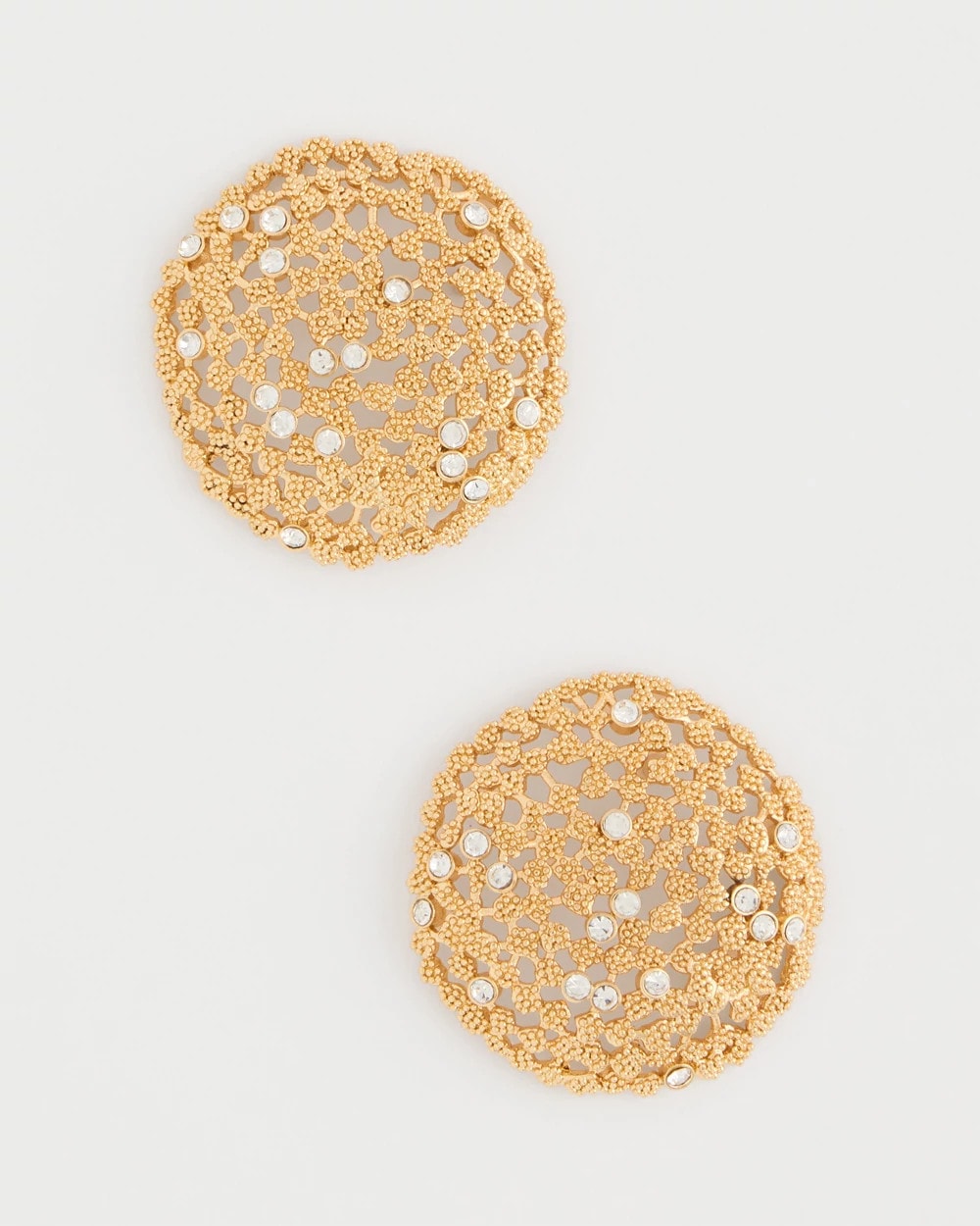 Gold Sea Foam Medallion Stud Earrings