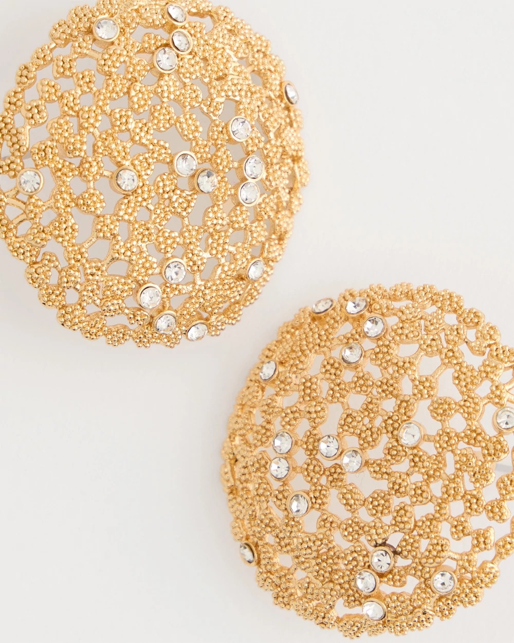 Gold Sea Foam Medallion Stud Earrings